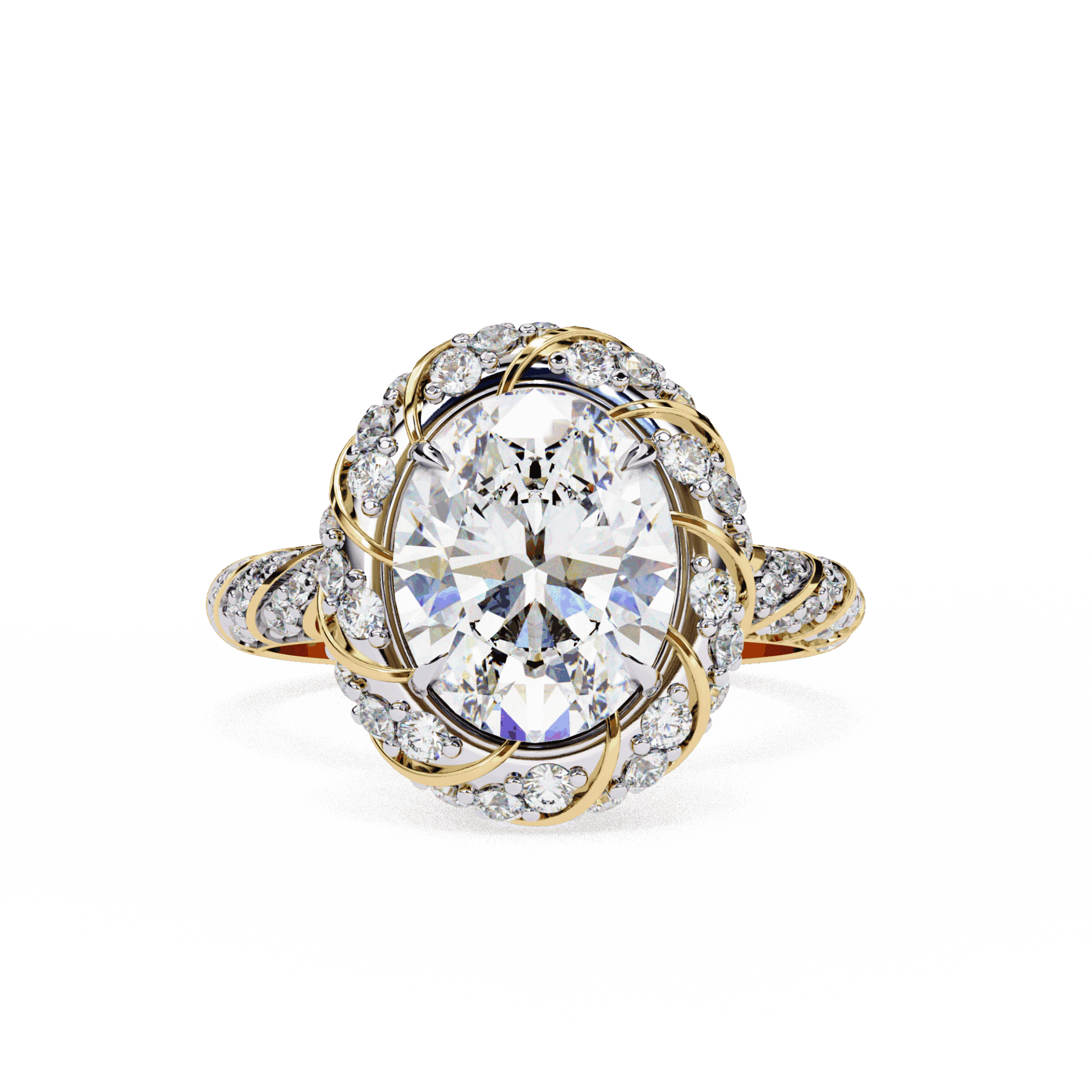 3.25 Carat Oval Halo Solitaire Ring in Moissanite | House of Estara