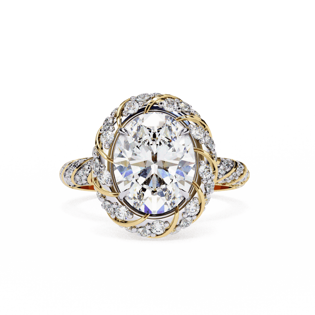 3.25 Carat Oval Halo Solitaire Ring in Moissanite | House of Estara