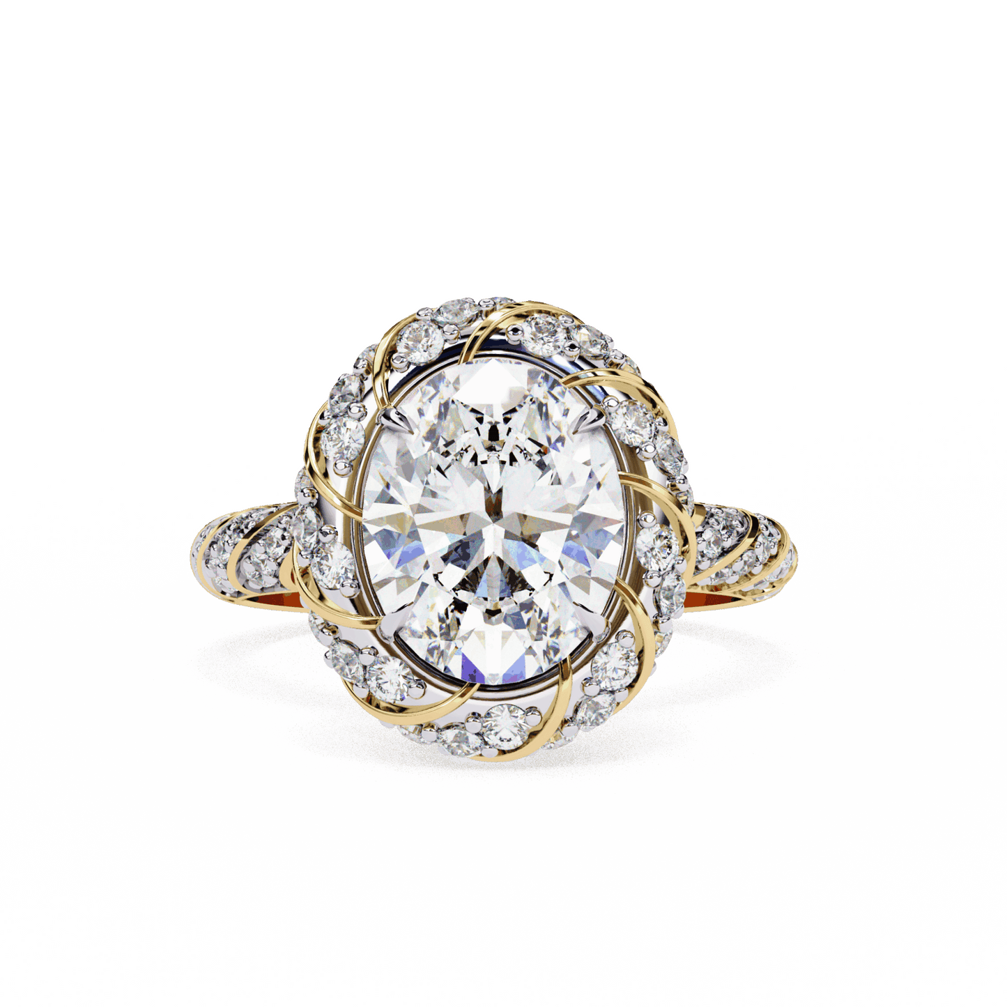 3.25 Carat Oval Halo Solitaire Ring in Moissanite | House of Estara