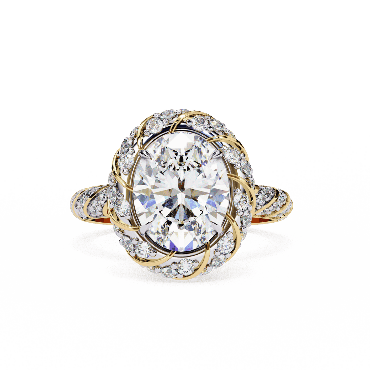 3.25 Carat Oval Halo Solitaire Ring in Moissanite | House of Estara