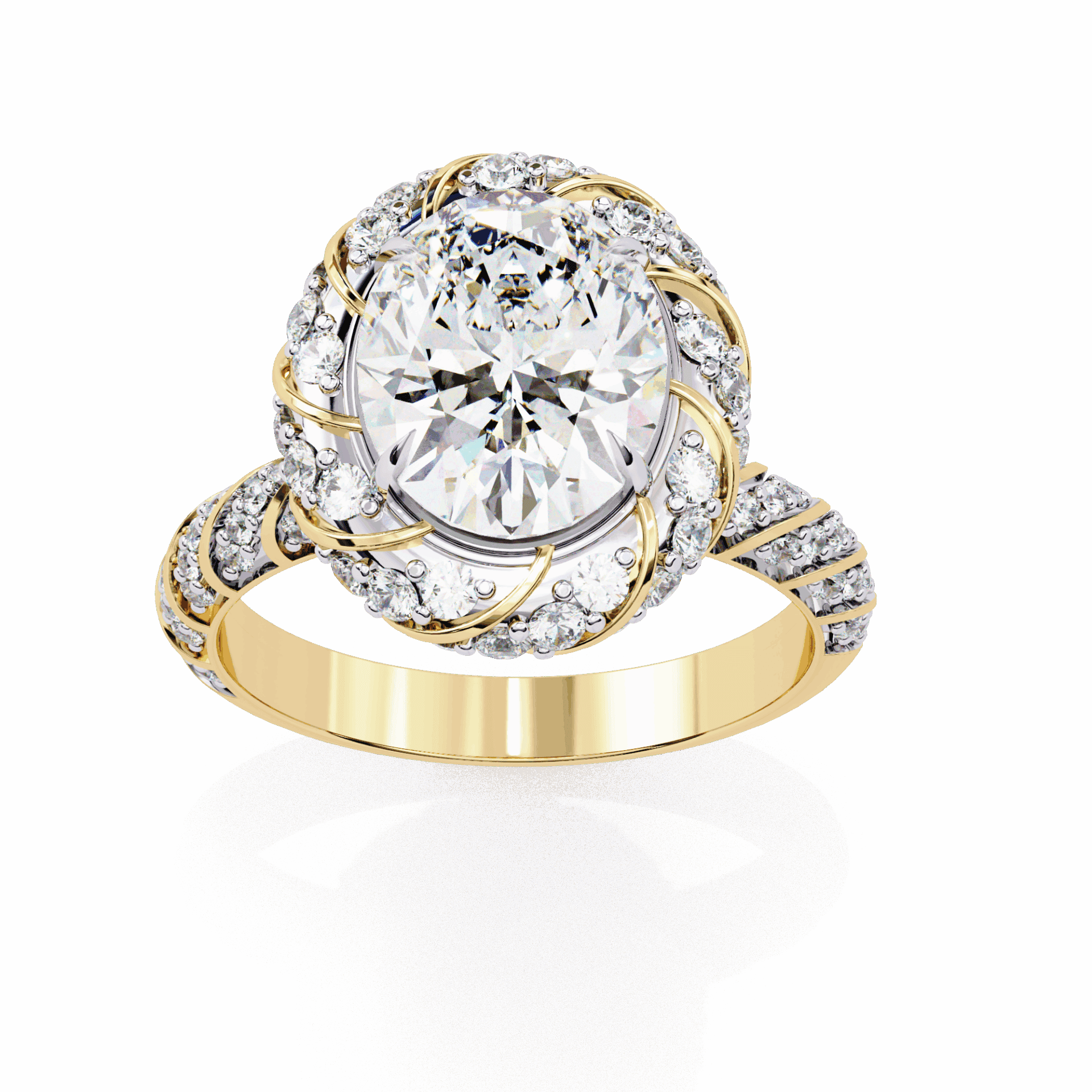 3.25 Carat Oval Halo Solitaire Ring in Moissanite | House of Estara