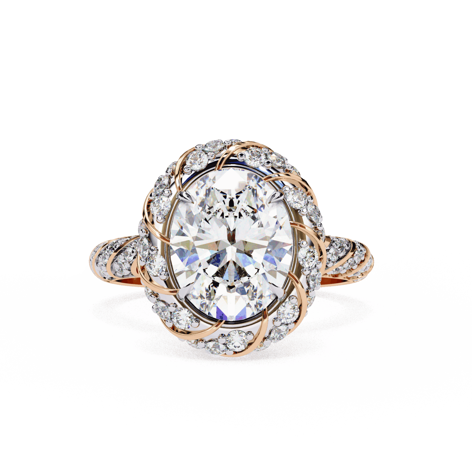 3.25 Carat Oval Halo Solitaire Ring in Moissanite | House of Estara