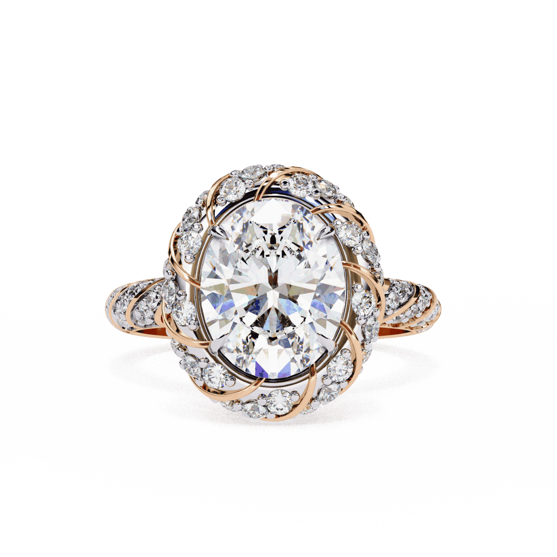 3.25 Carat Oval Halo Solitaire Ring in Moissanite | House of Estara