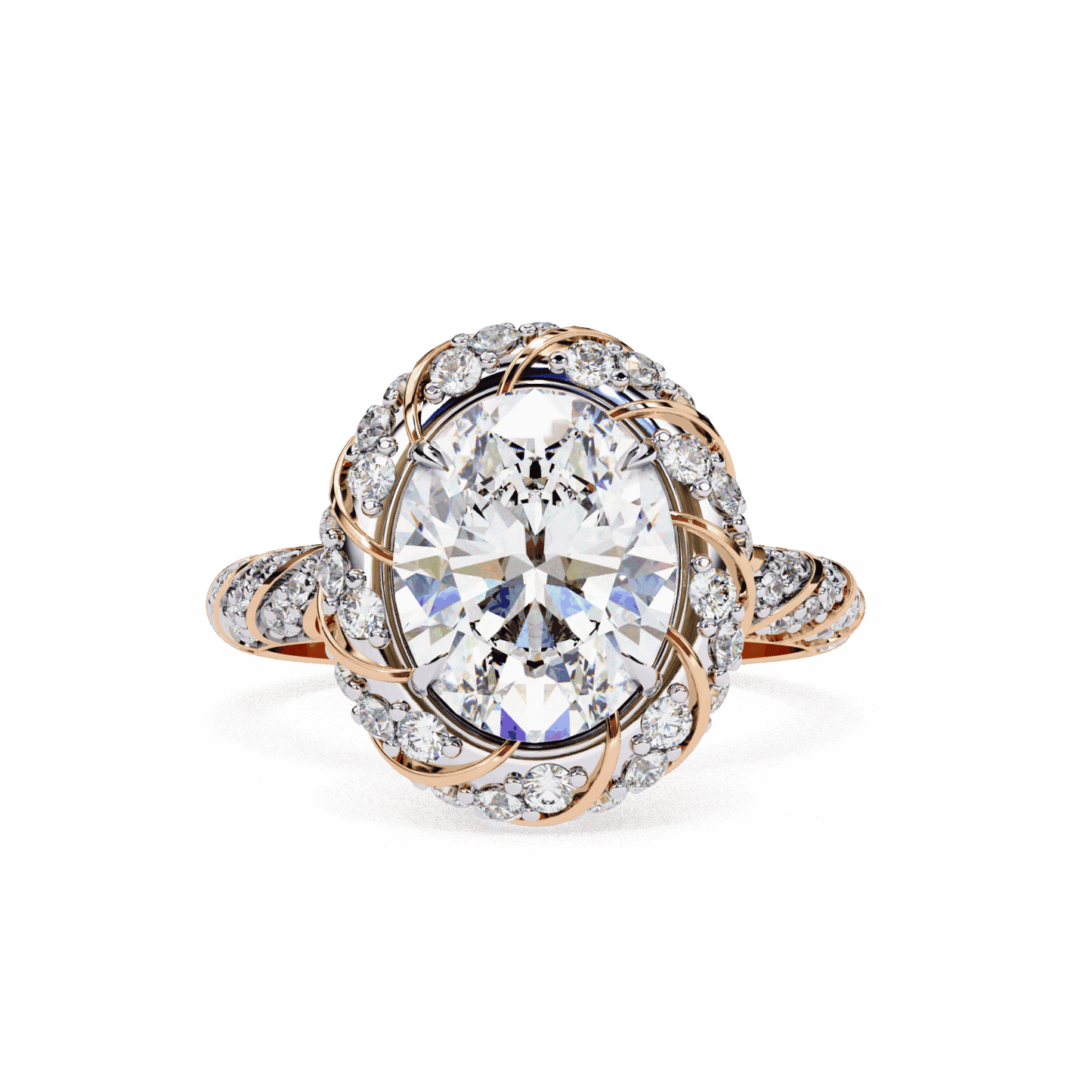 3.25 Carat Oval Halo Solitaire Ring in Moissanite | House of Estara