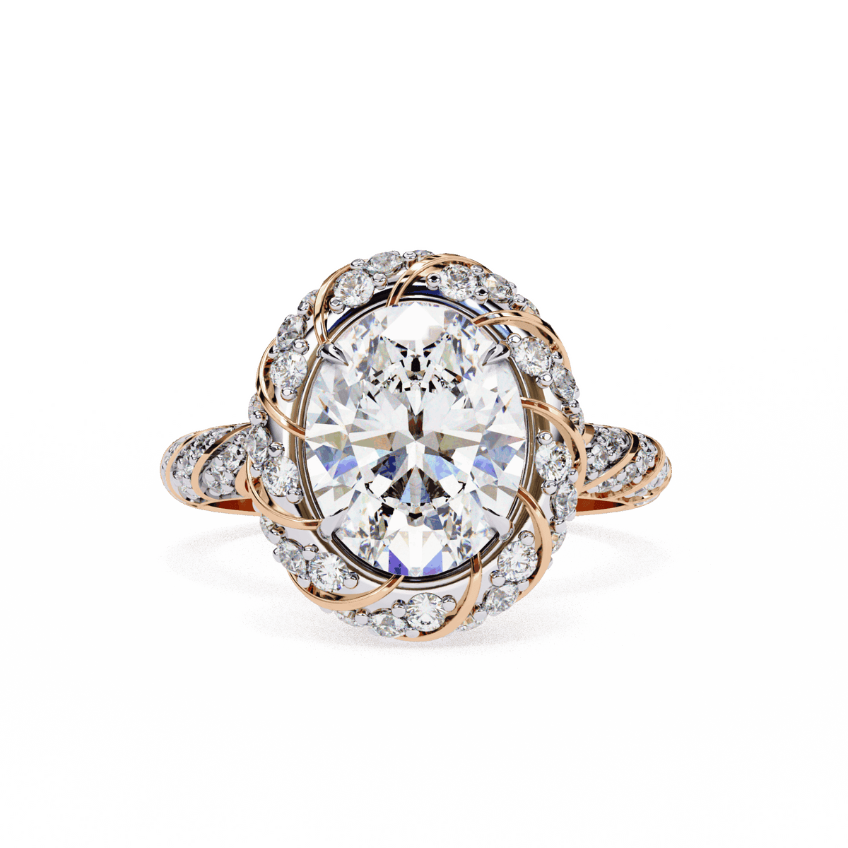 3.25 Carat Oval Halo Solitaire Ring in Moissanite | House of Estara