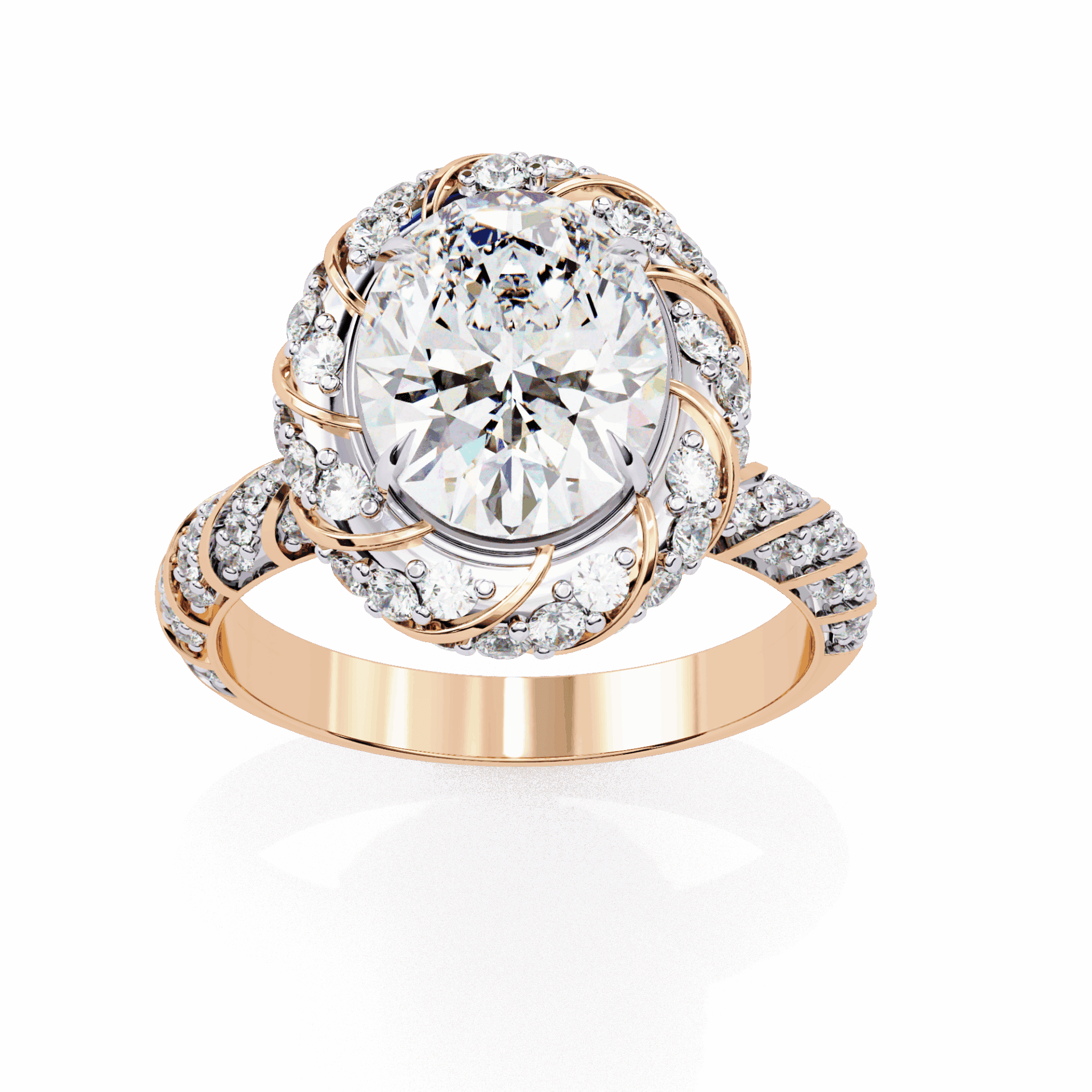 3.25 Carat Oval Halo Solitaire Ring in Moissanite | House of Estara