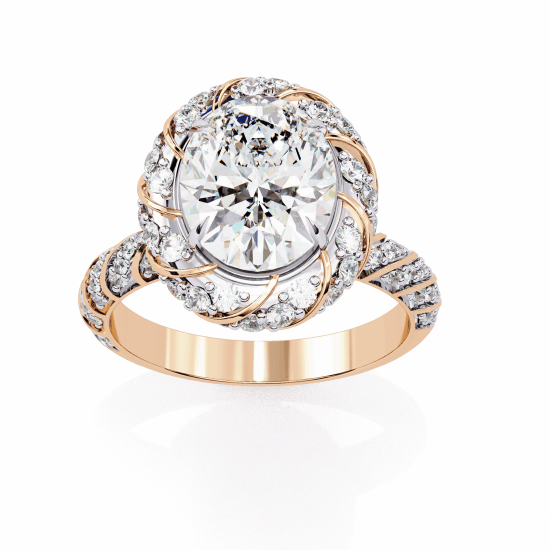 3.25 Carat Oval Halo Solitaire Ring in Moissanite | House of Estara