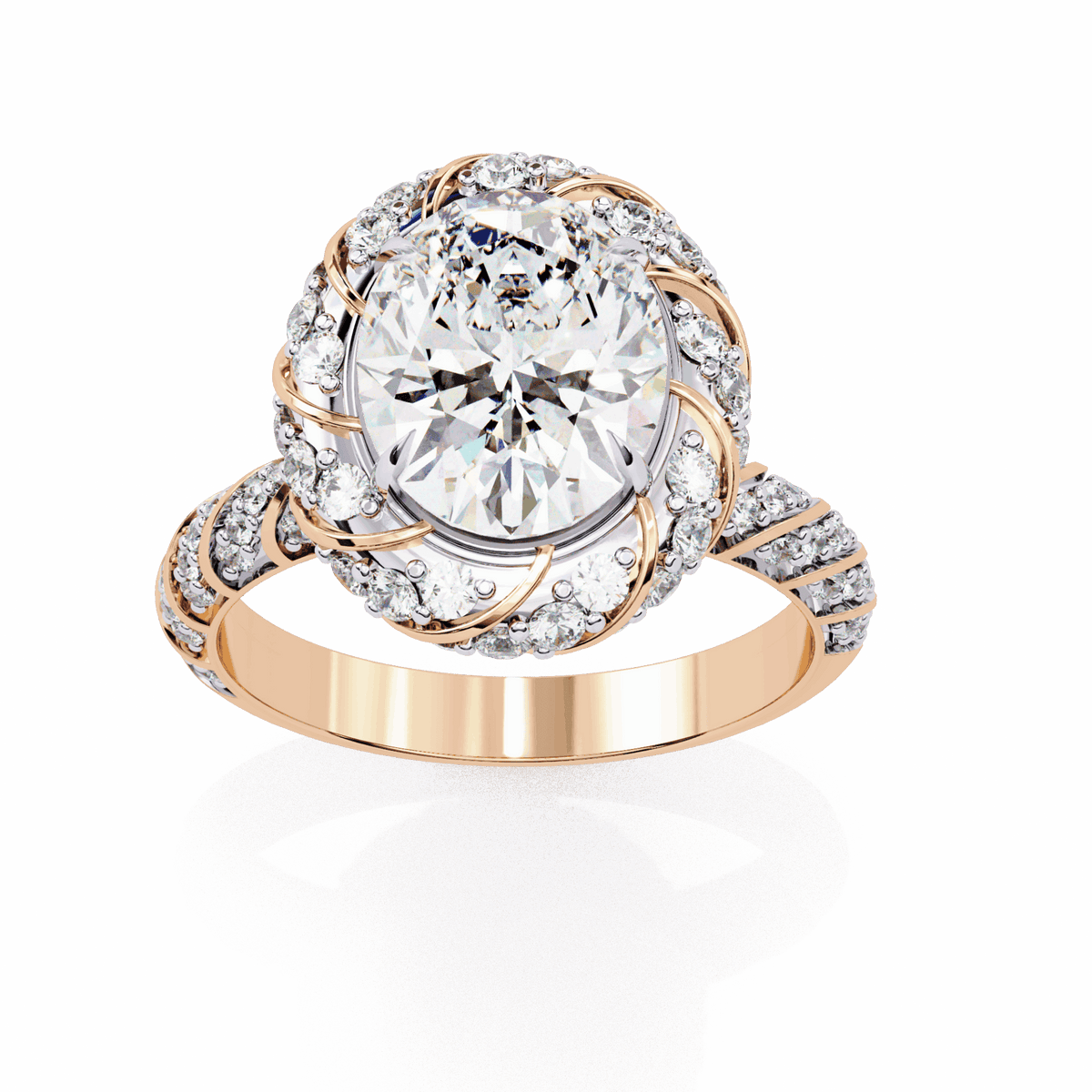 3.25 Carat Oval Halo Solitaire Ring in Moissanite | House of Estara
