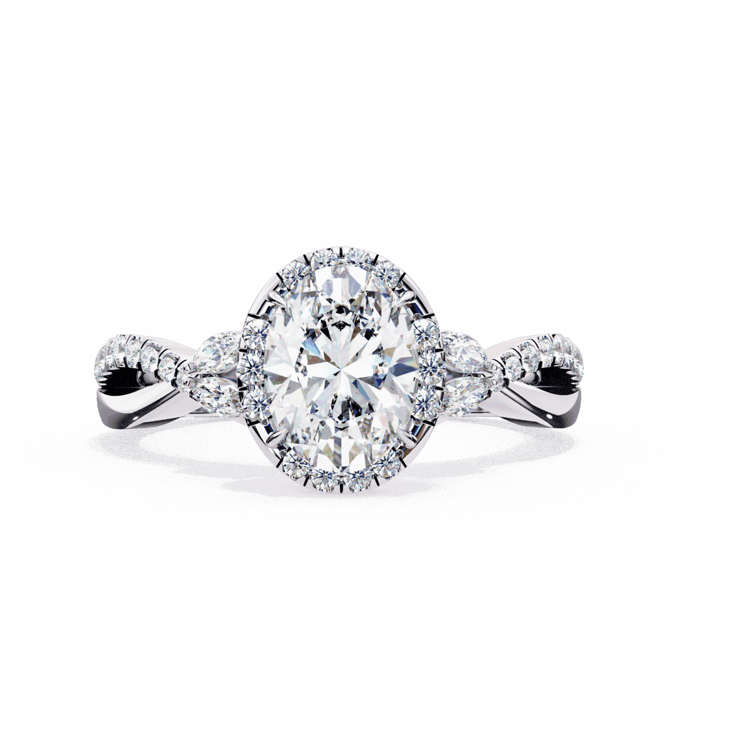 1 Carat Oval Halo Solitaire Ring in Moissanite | House of Estara