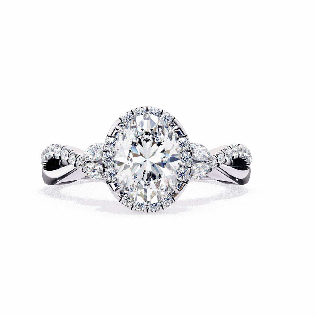 1 Carat Oval Halo Solitaire Ring in Moissanite | House of Estara
