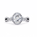 1 Carat Oval Cut Moissanite Solitaire in Halo Setting