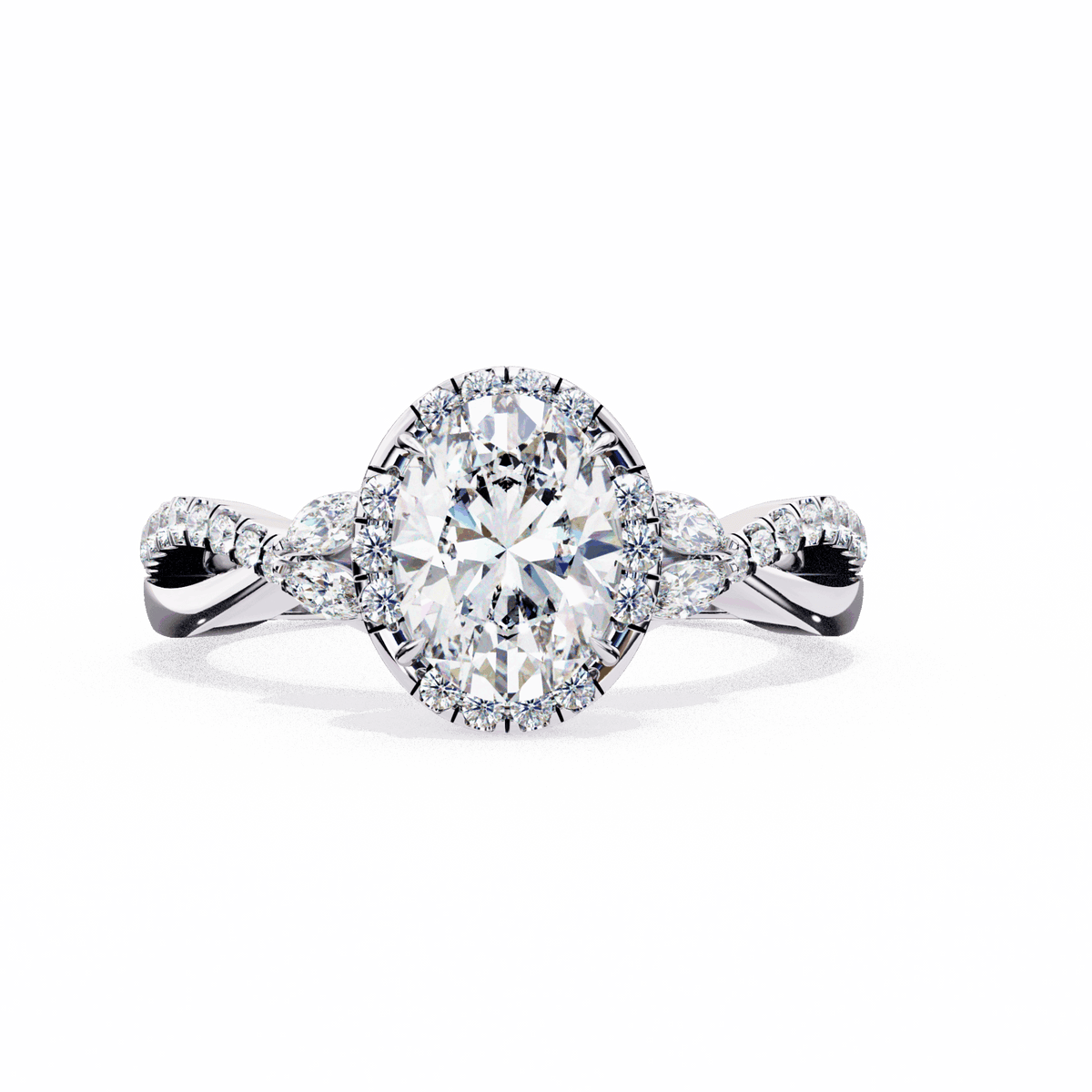 1 Carat Oval Halo Solitaire Ring in Moissanite | House of Estara