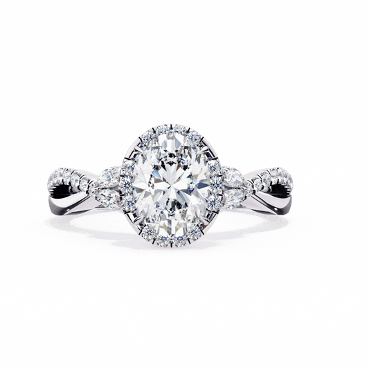 1 Carat Oval Halo Solitaire Ring in Moissanite | House of Estara