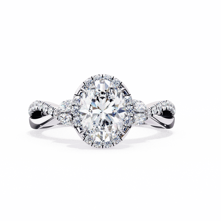 1 Carat Oval Halo Solitaire Ring in Moissanite | House of Estara