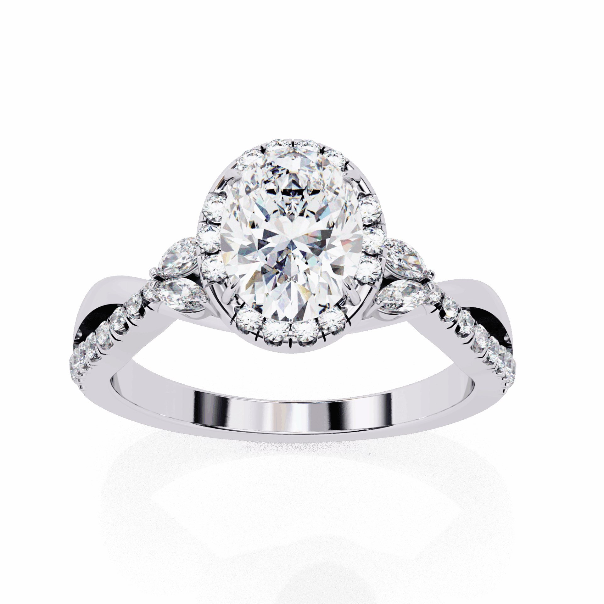 1 Carat Oval Halo Solitaire Ring in Moissanite | House of Estara