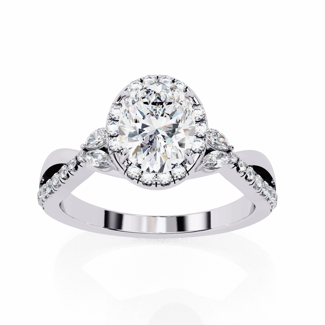 1 Carat Oval Halo Solitaire Ring in Moissanite | House of Estara