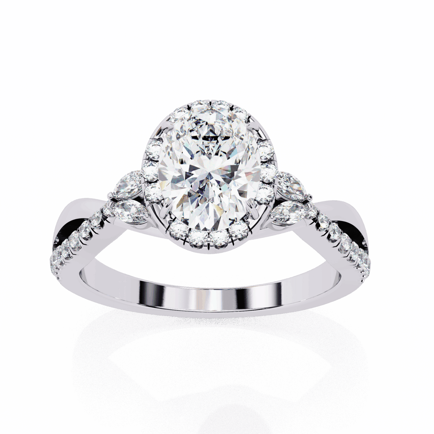 1 Carat Oval Halo Solitaire Ring in Moissanite | House of Estara