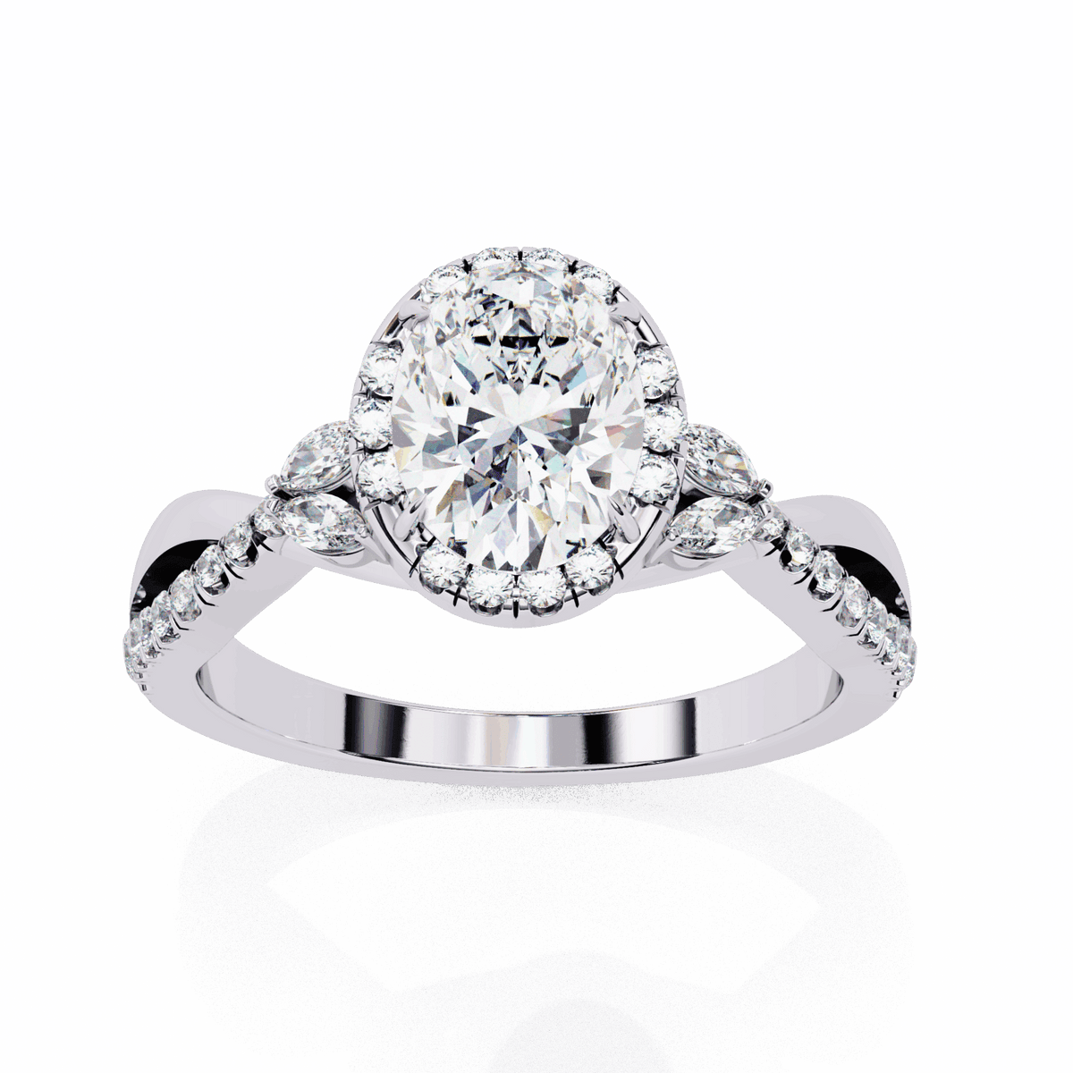 1 Carat Oval Halo Solitaire Ring in Moissanite | House of Estara