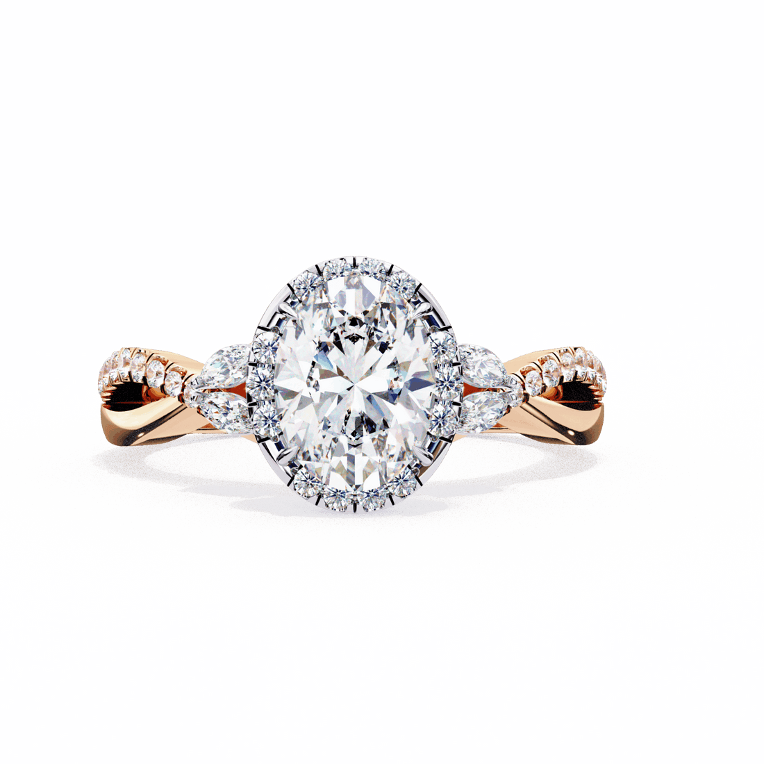 1 Carat Oval Halo Solitaire Ring in Moissanite | House of Estara