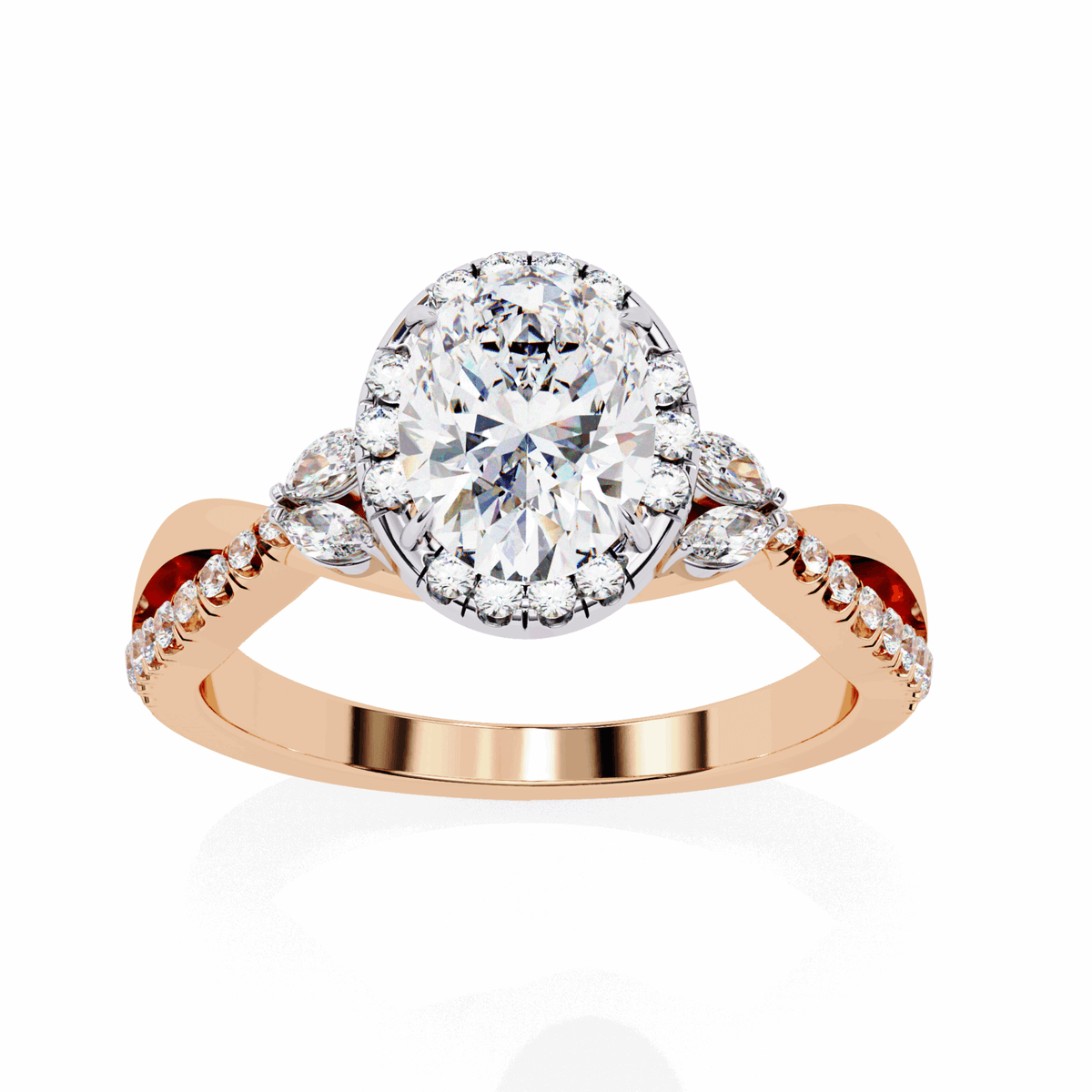 1 Carat Oval Halo Solitaire Ring in Moissanite | House of Estara