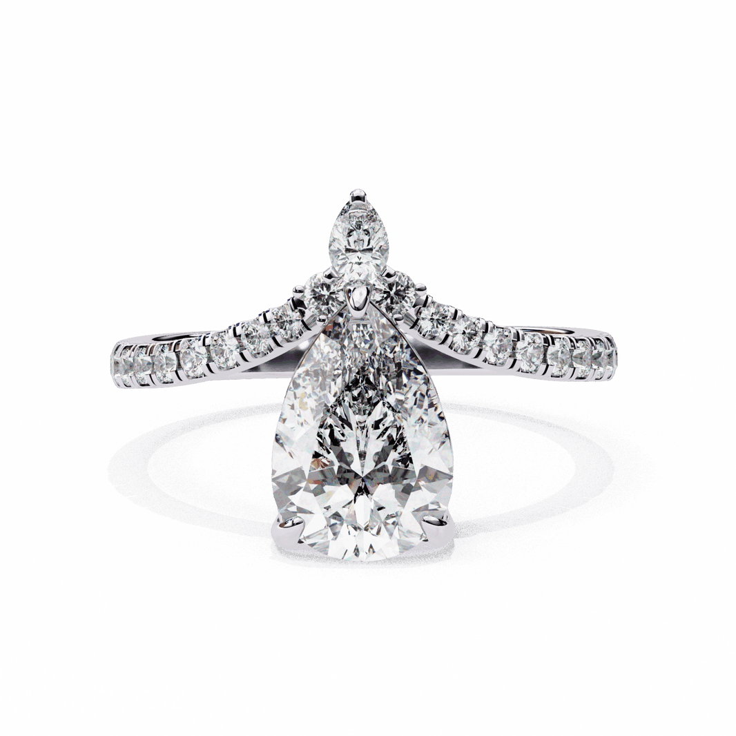 1.75 Carat Pear Bezel Setting Solitaire Ring in Moissanite | House of Estara