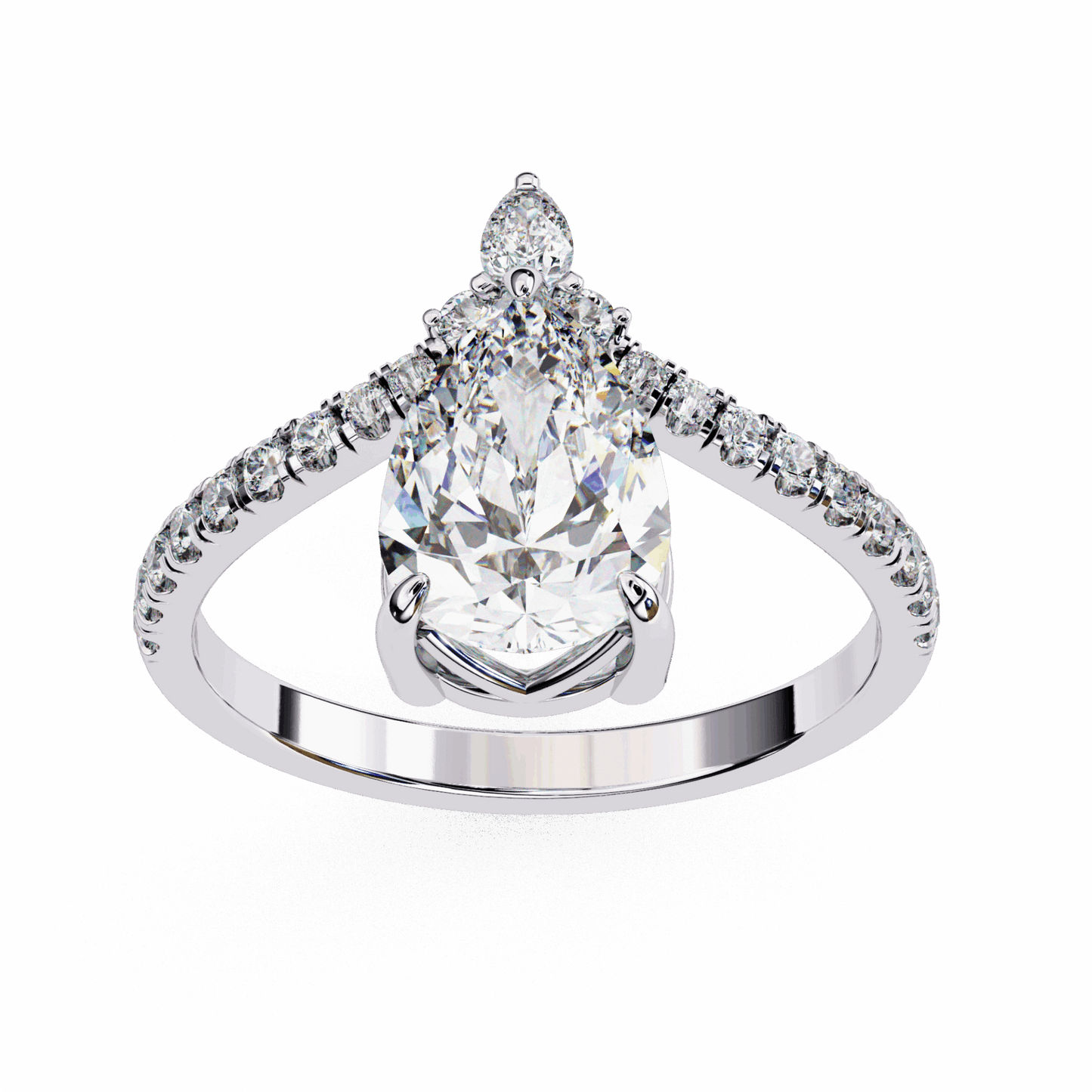 1.75 Carat Pear Bezel Setting Solitaire Ring in Moissanite | House of Estara