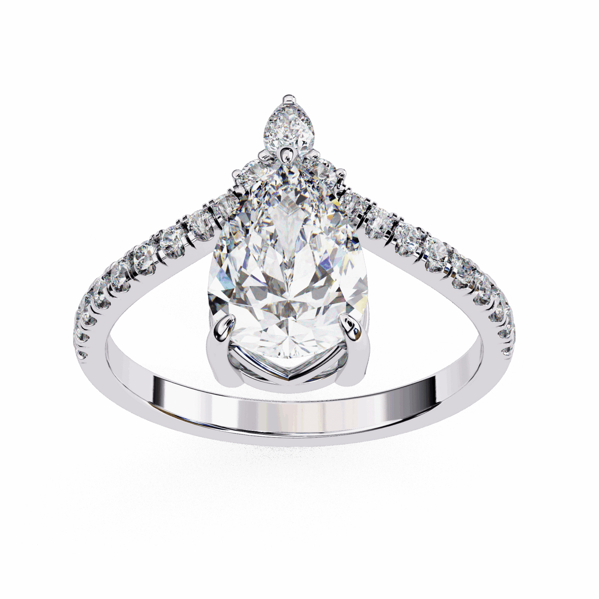 1.75 Carat Pear Bezel Setting Solitaire Ring in Moissanite | House of Estara