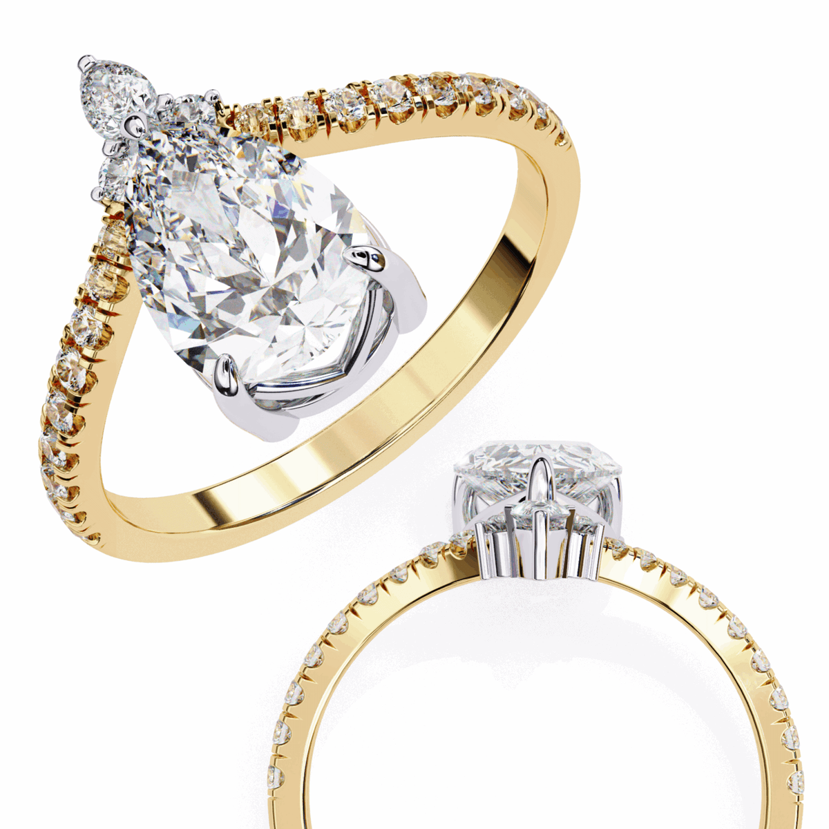 1.75 Carat Pear Bezel Setting Solitaire Ring in Moissanite | House of Estara