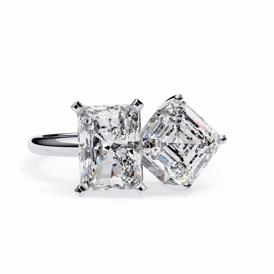 Radiant and Emerald Cut Toi Et Moi Solitaire