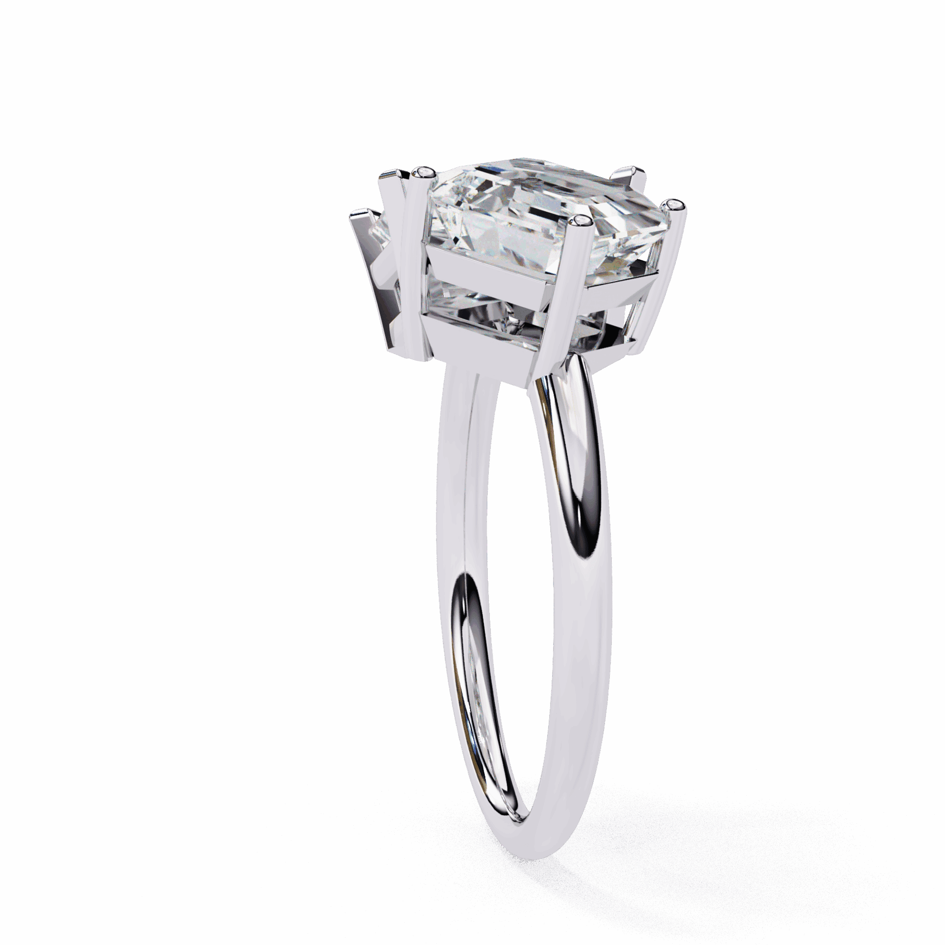 4.25 Carat Radiant and Emerald Toi et Moi Solitaire in Moissanite | House of Estara