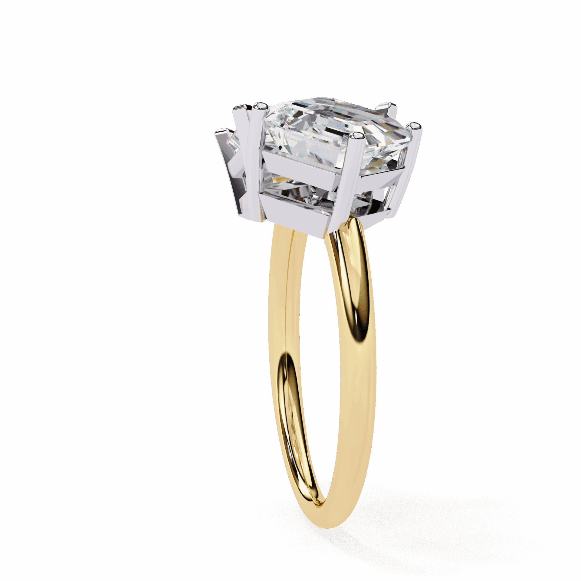 4.25 Carat Radiant and Emerald Toi et Moi Solitaire in Moissanite | House of Estara
