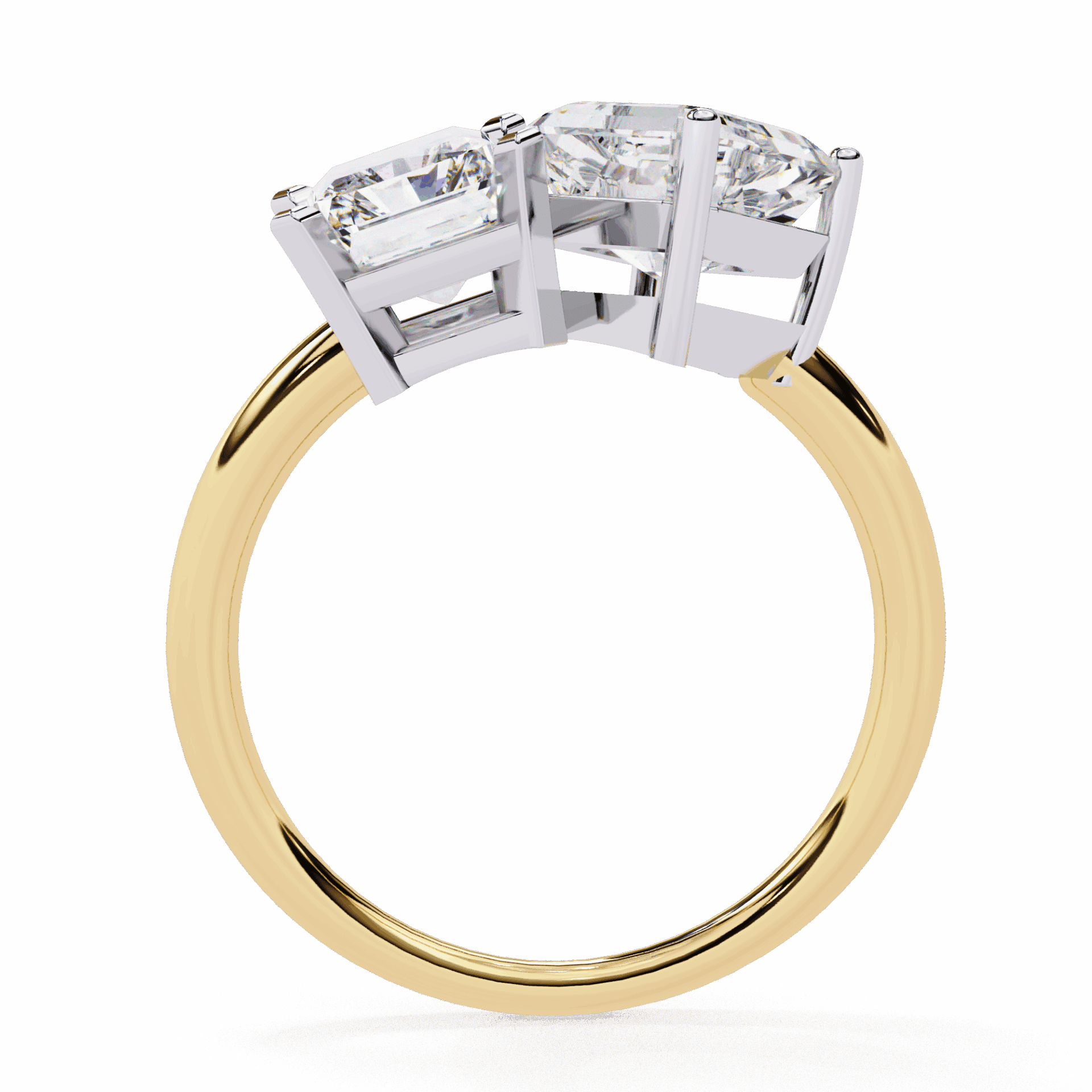 4.25 Carat Radiant and Emerald Toi et Moi Solitaire in Moissanite | House of Estara