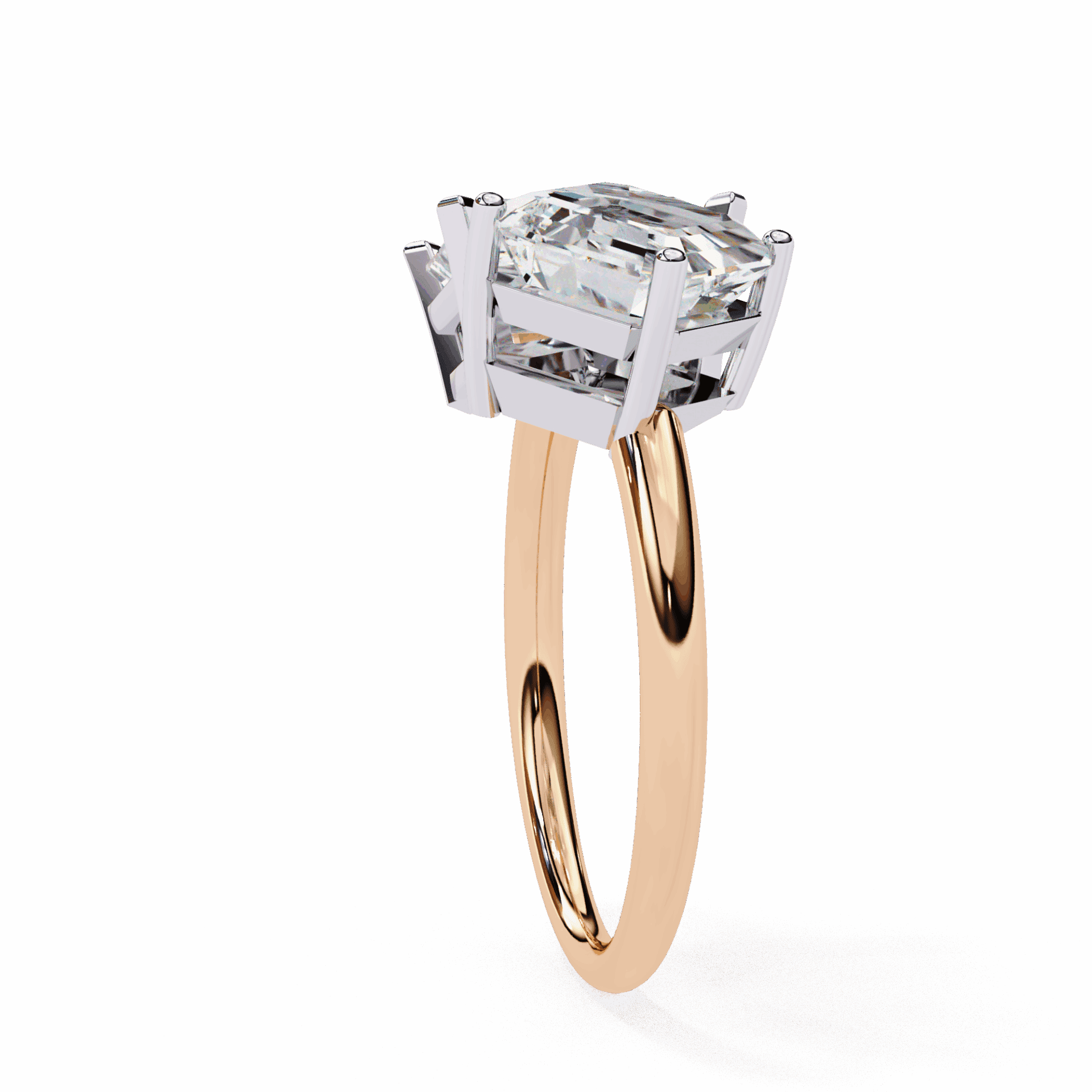 4.25 Carat Radiant and Emerald Toi et Moi Solitaire in Moissanite | House of Estara