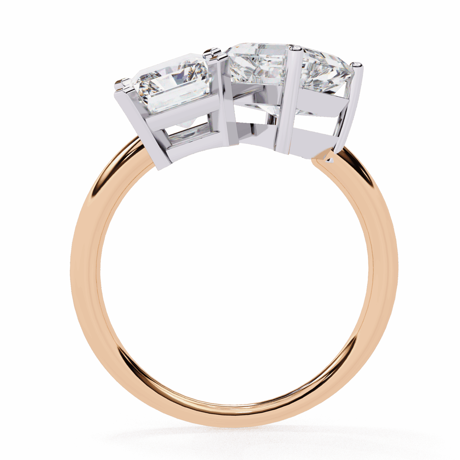 4.25 Carat Radiant and Emerald Toi et Moi Solitaire in Moissanite | House of Estara