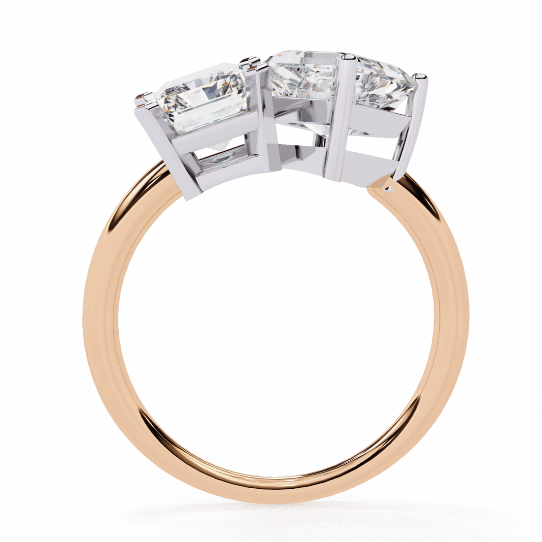 4.25 Carat Radiant and Emerald Toi et Moi Solitaire in Moissanite | House of Estara