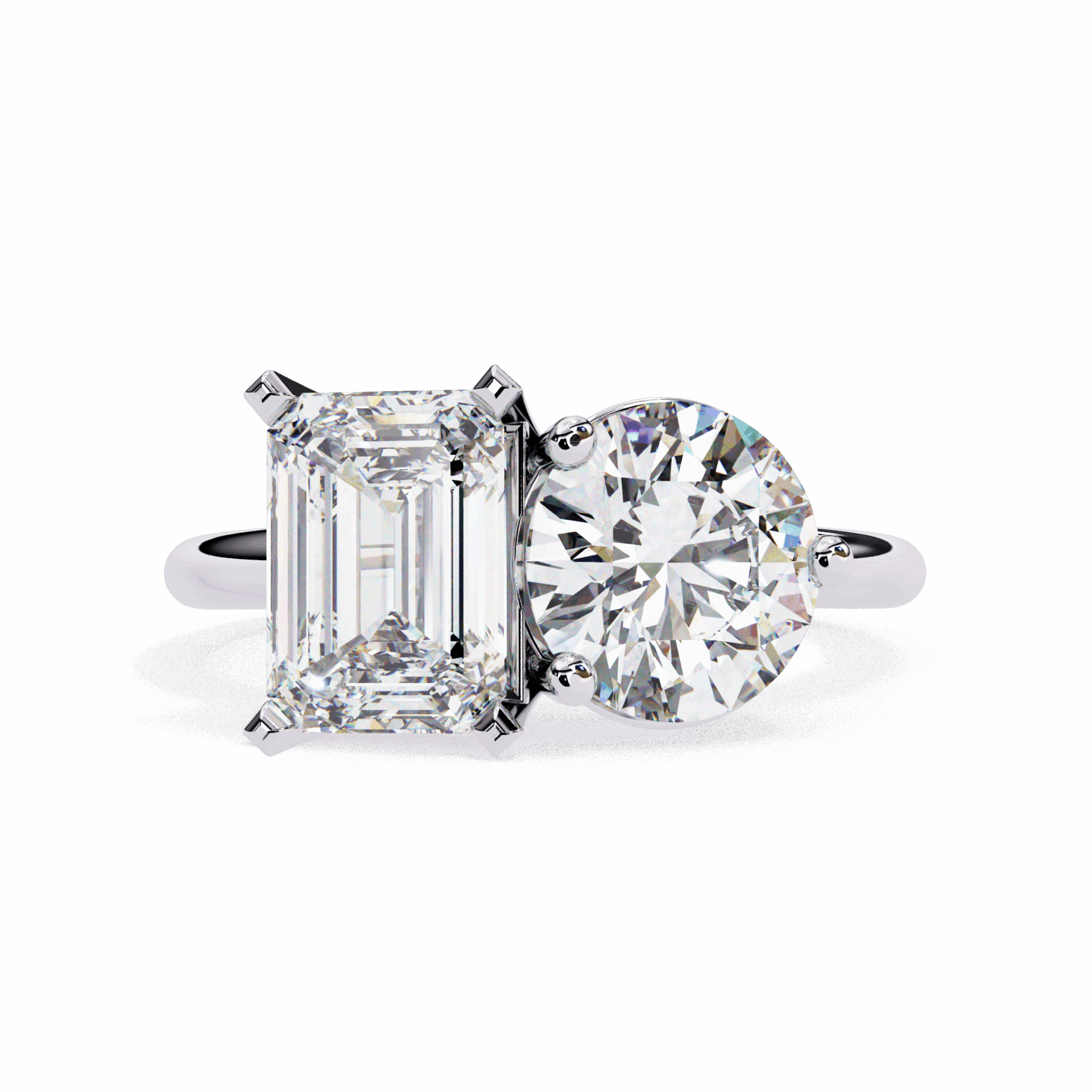 4 Carat Radiant and Round Toi et Moi Solitaire in Moissanite | House of Estara