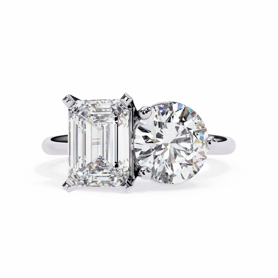 4 Carat Radiant and Round Toi et Moi Solitaire in Moissanite | House of Estara