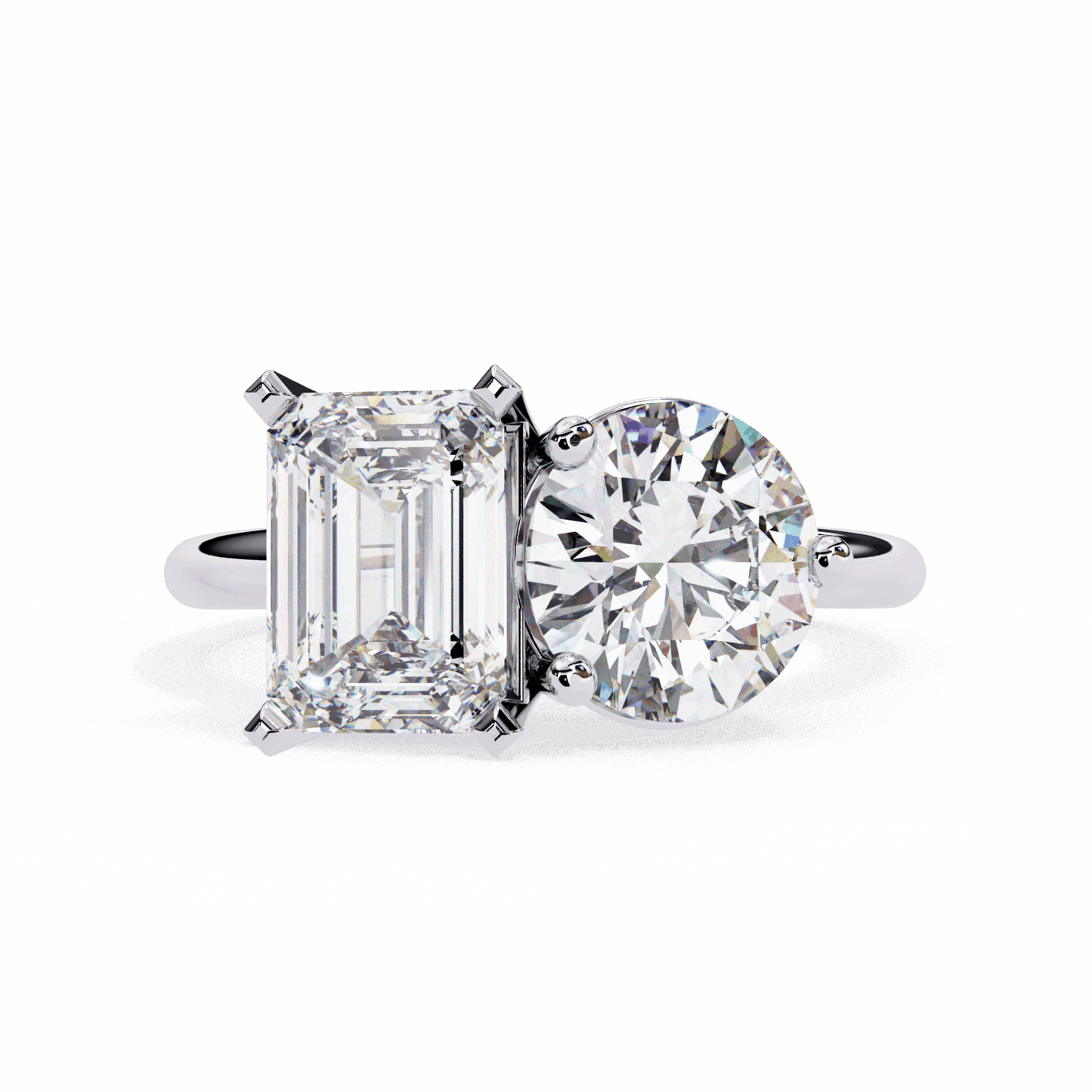 4 Carat Radiant and Round Toi et Moi Solitaire in Moissanite | House of Estara