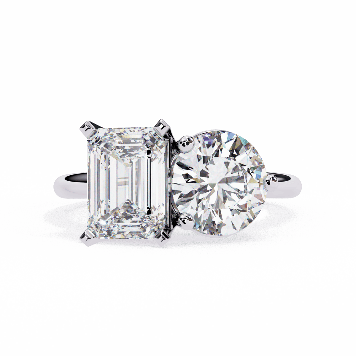 4 Carat Radiant and Round Toi et Moi Solitaire in Moissanite | House of Estara