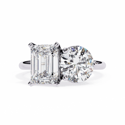 4 Carat Radiant and Round Toi et Moi Solitaire in Moissanite | House of Estara