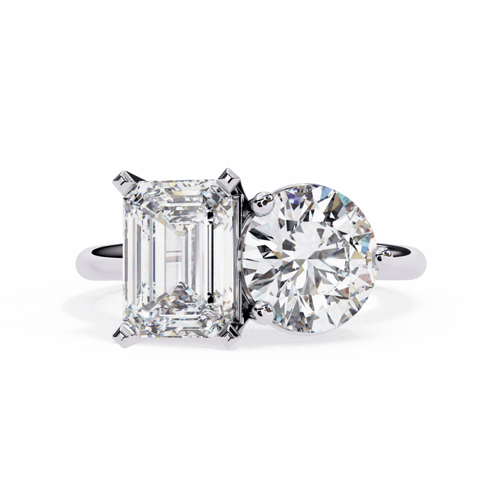 4 Carat Radiant and Round Toi et Moi Solitaire in Moissanite | House of Estara
