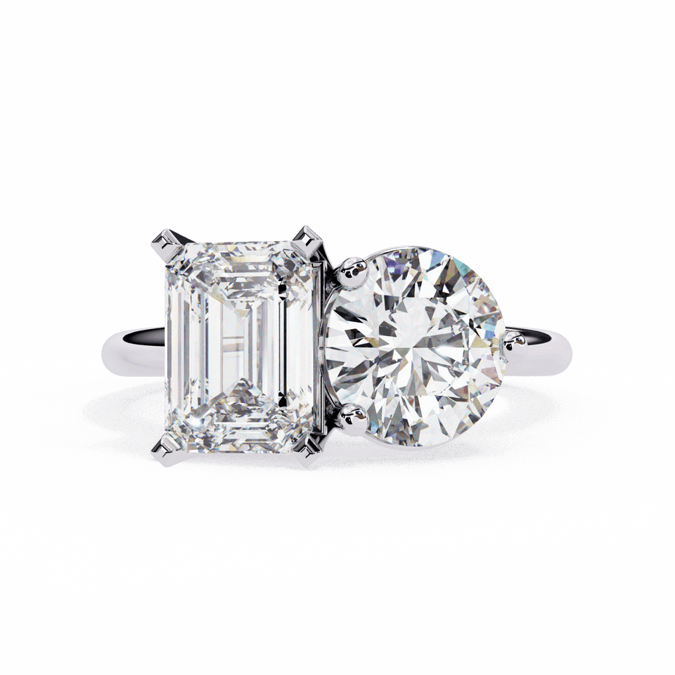 Radiant and Round Cut Toi Et Moi Solitaire
