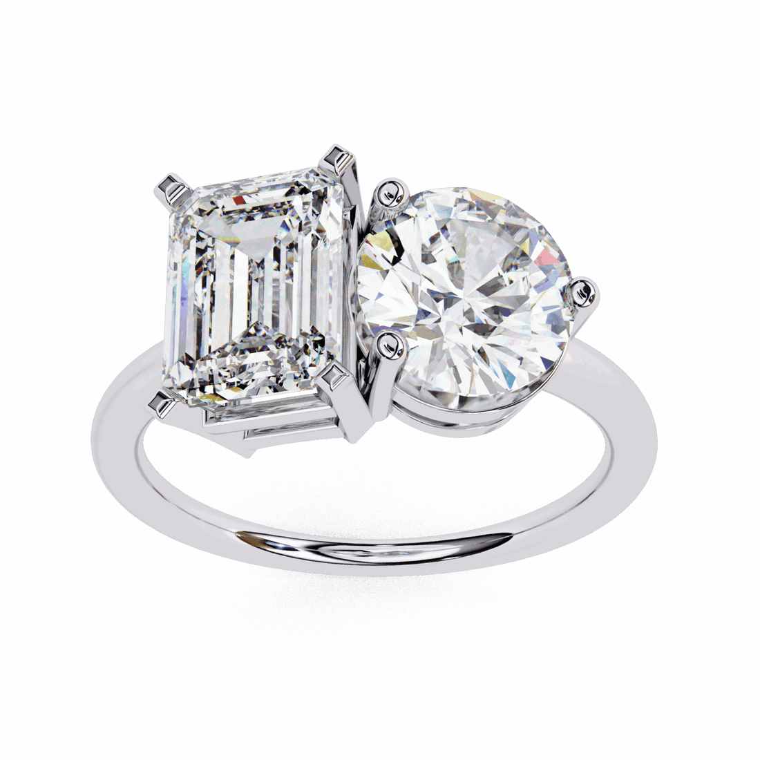 4 Carat Radiant and Round Toi et Moi Solitaire in Moissanite | House of Estara