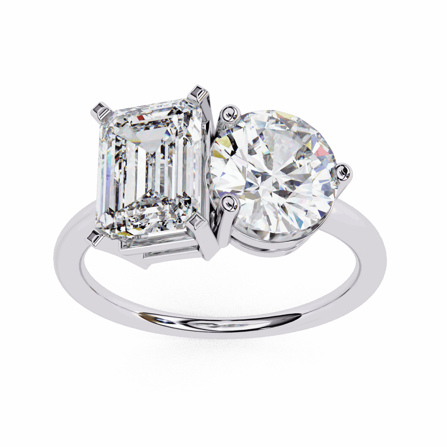 4 Carat Radiant and Round Toi et Moi Solitaire in Moissanite | House of Estara