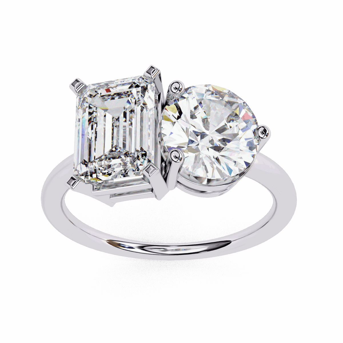 4 Carat Radiant and Round Toi et Moi Solitaire in Moissanite | House of Estara