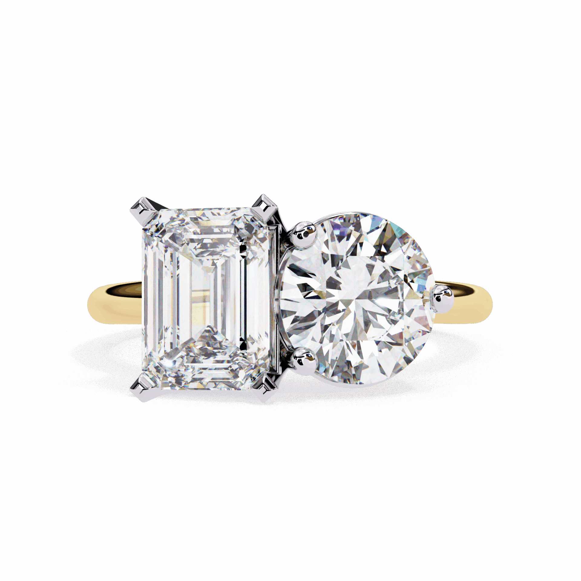 4 Carat Radiant and Round Toi et Moi Solitaire in Moissanite | House of Estara