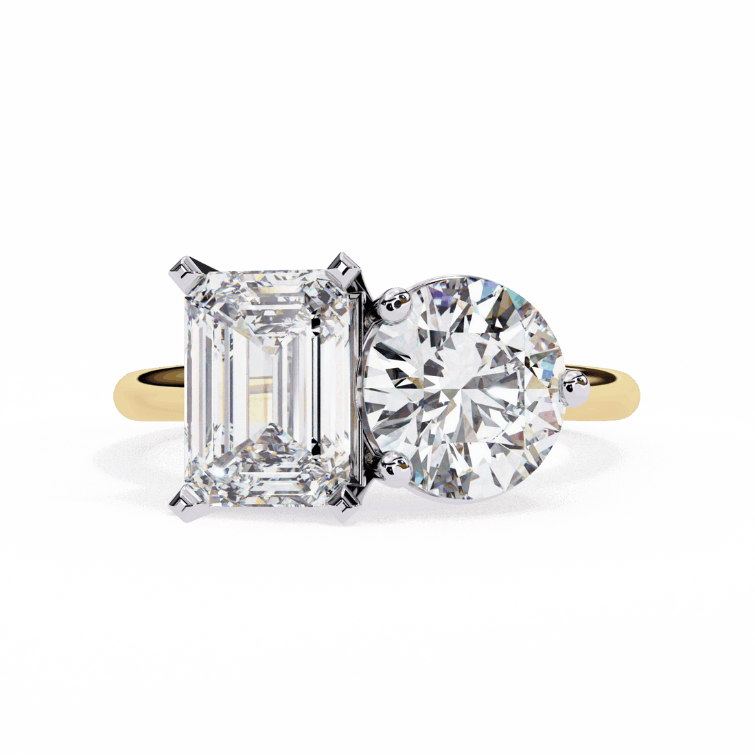 4 Carat Radiant and Round Toi et Moi Solitaire in Moissanite | House of Estara