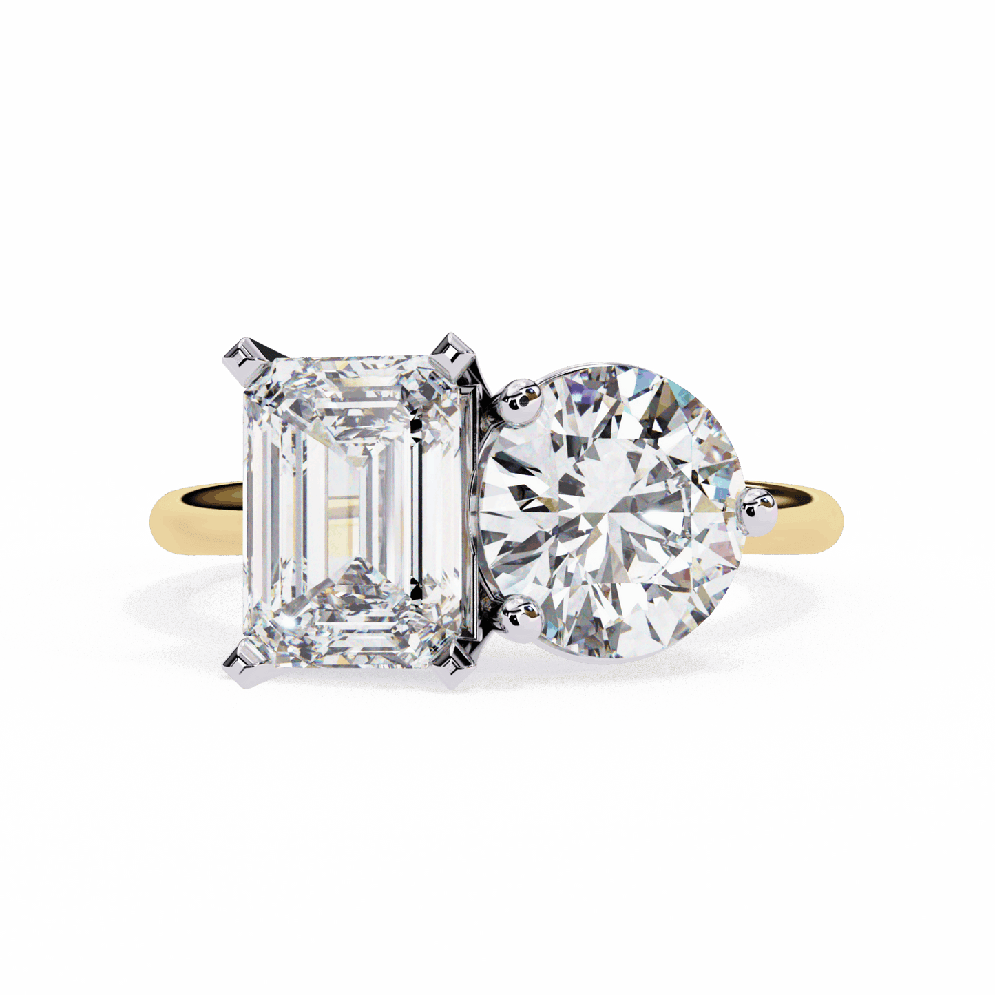 4 Carat Radiant and Round Toi et Moi Solitaire in Moissanite | House of Estara