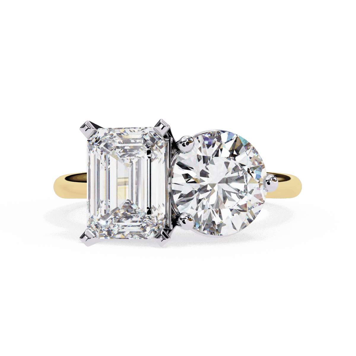 4 Carat Radiant and Round Toi et Moi Solitaire in Moissanite | House of Estara