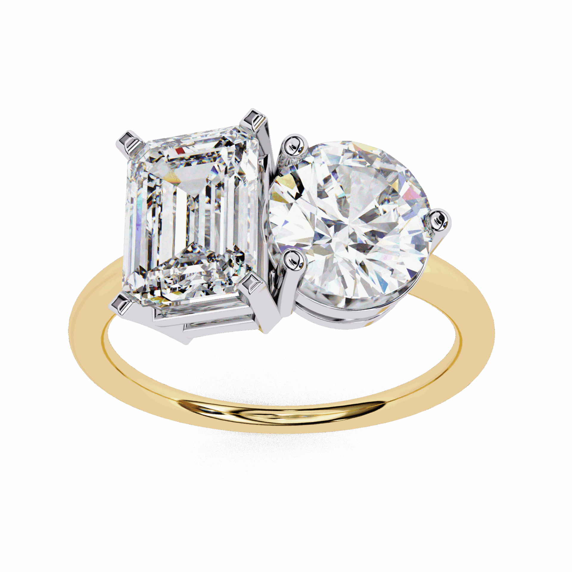 4 Carat Radiant and Round Toi et Moi Solitaire in Moissanite | House of Estara